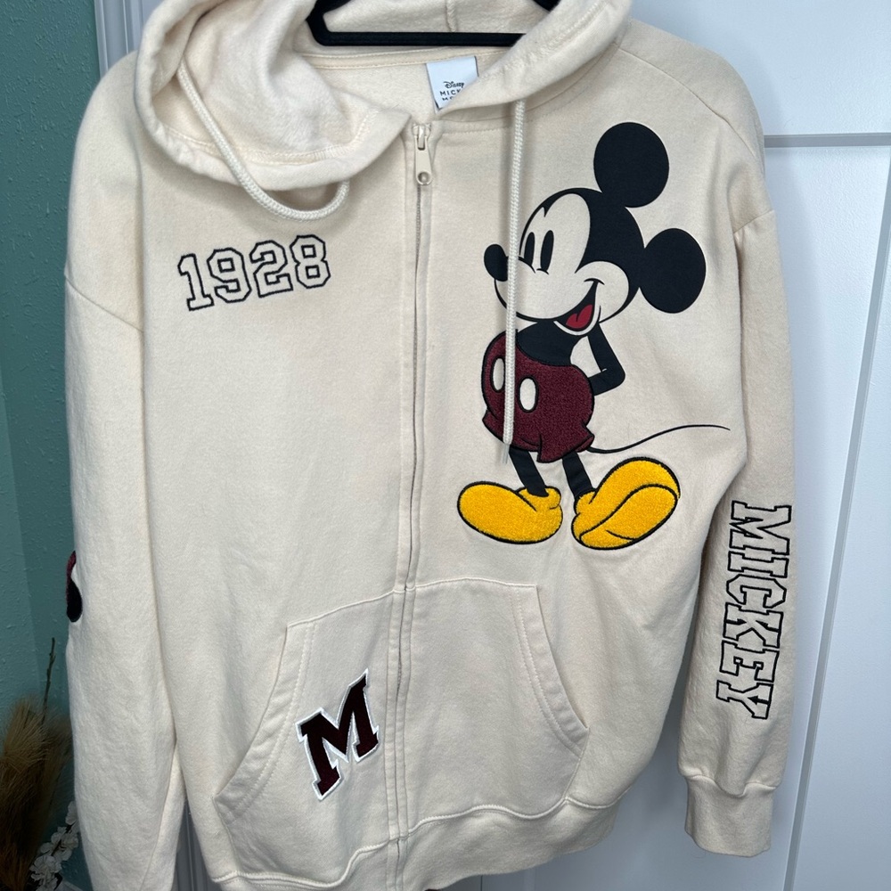 Disney Mickey Mouse Large Women's Cream and White Hoodie 1928